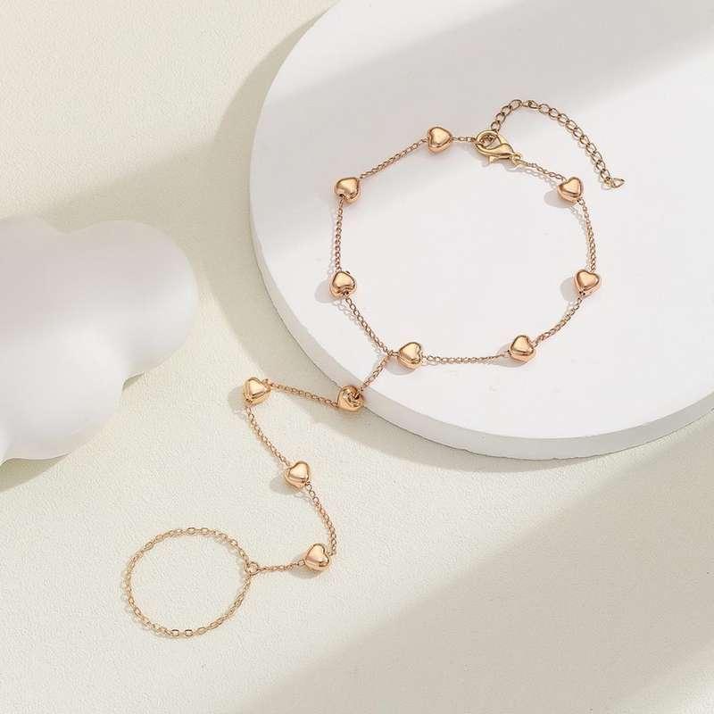 Boho Chic Love Heart Hand Chain Bracelet with Ring Boho Chic Love Heart Hand Chain Bracelet with Ring