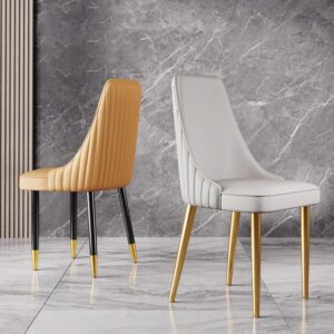 Elegant Modern Dining Chair with Gold Legs - Luxury Synthetic Leather Seating for Home and Events