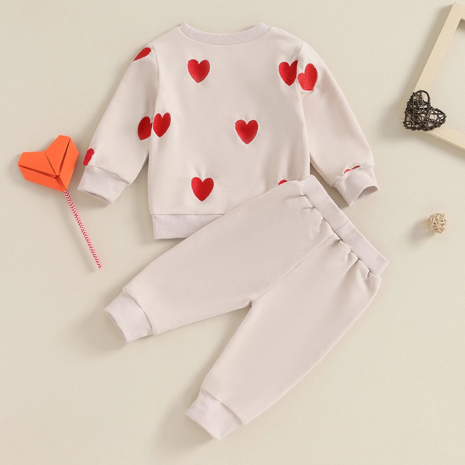 Toddler Heart Embroidery Outfit Set 6M-4T - Image 2
