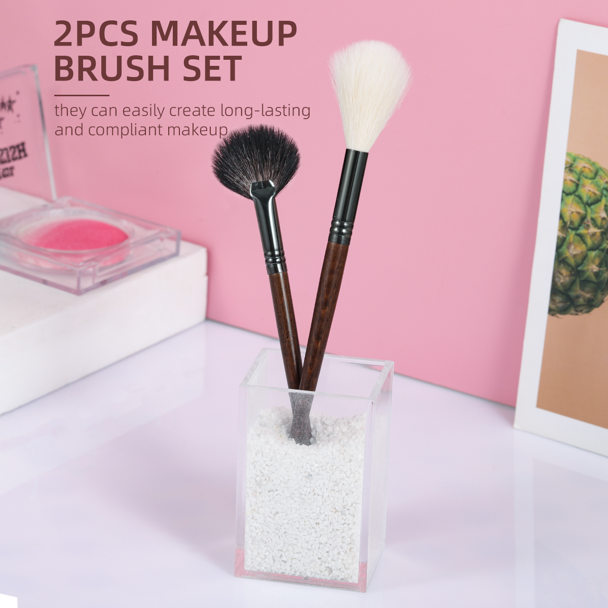 Professional Soft Goat Hair Highlight Brush Set - Image 2