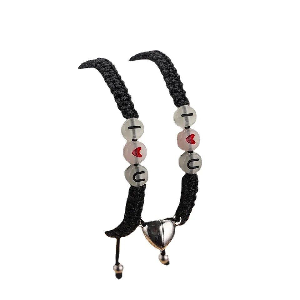 Luminous "I Love You" Adjustable Rope Bracelets for Couples and Friends - Image 5