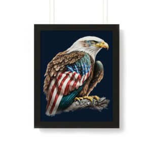American Flag Bald Eagle Framed Vertical Poster - Printed Poster - Patriotic Framed Vertical Poster