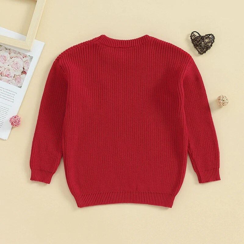 Baby Girl Heart Embroidery Knit Sweater - Image 5