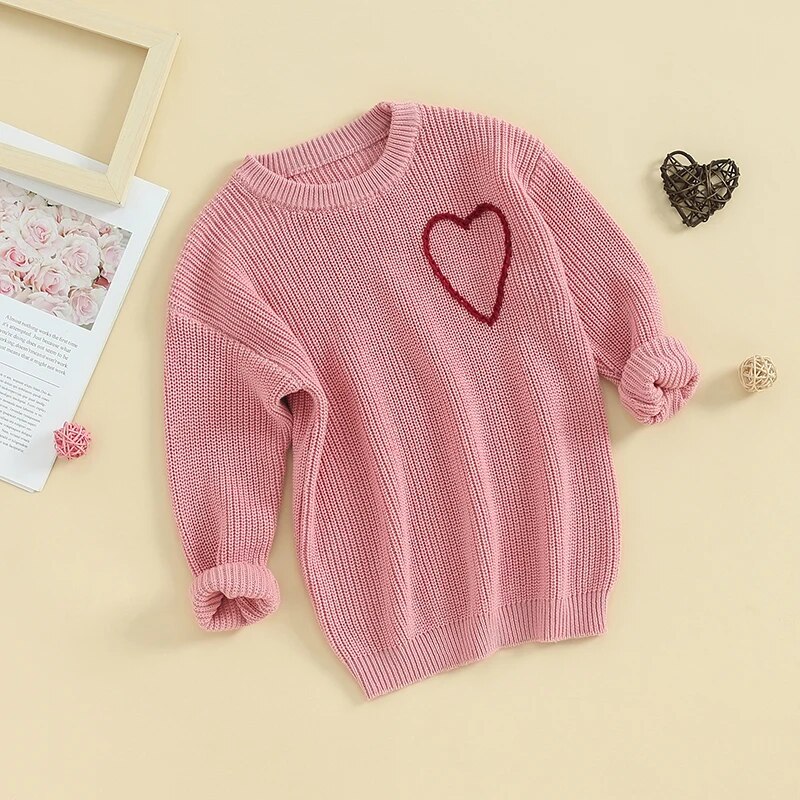 Baby Girl Heart Embroidery Knit Sweater - Image 6
