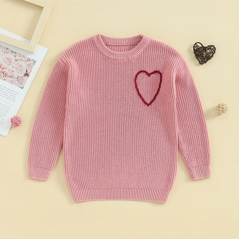 Baby Girl Heart Embroidery Knit Sweater - Image 4