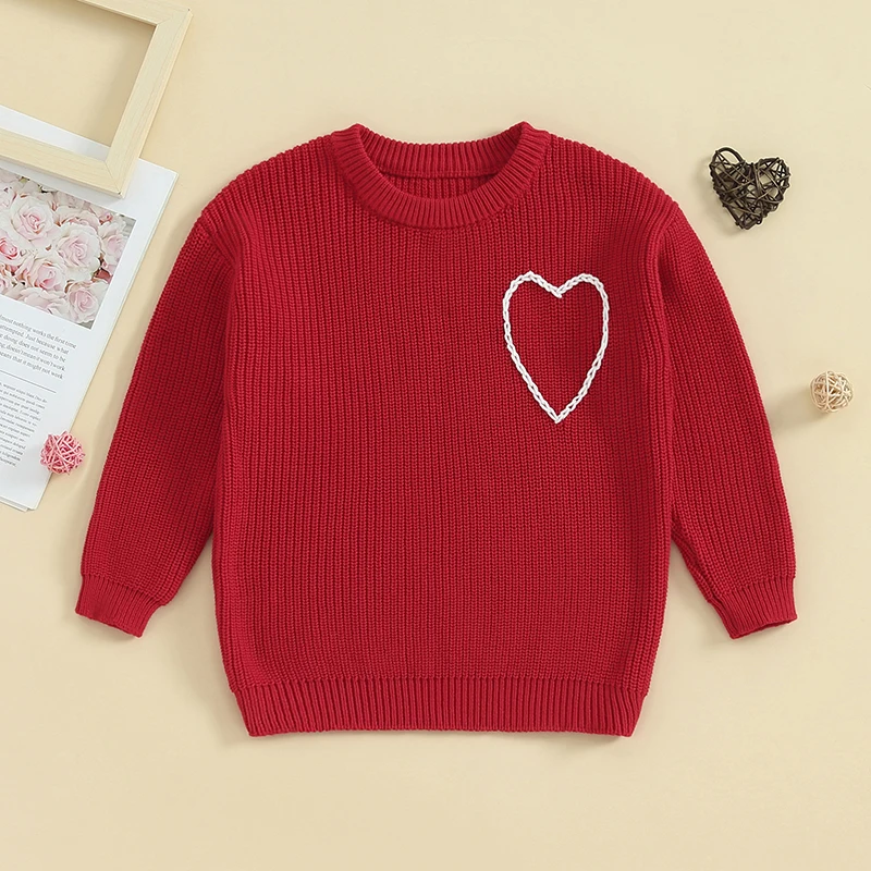 Baby Girl Heart Embroidery Knit Sweater - Image 3
