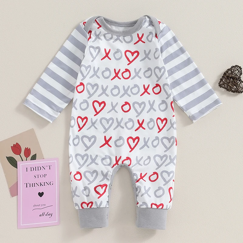Heart Print Long Sleeve Baby Romper - Image 4