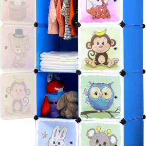 Portable Cartoon Clothes Closet DIY Modular Storage Organizer for Kids