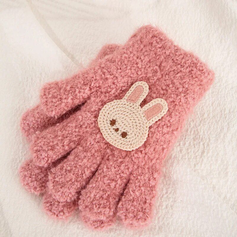 Cute Rabbit & Flower Baby Gloves - Acrylic Full Finger Mittens for Toddlers - Image 6