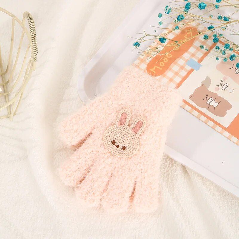 Cute Rabbit & Flower Baby Gloves - Acrylic Full Finger Mittens for Toddlers - Image 5