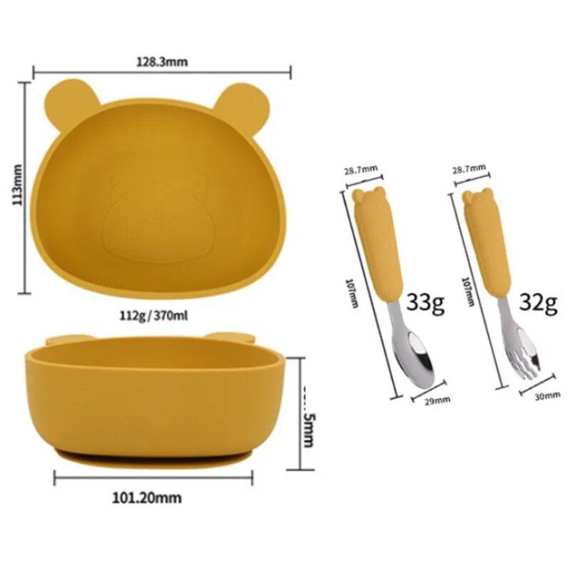 Silicone Baby Feeding Set - Non-Slip, BPA-Free Bowl, Spoon, and Fork - Image 6