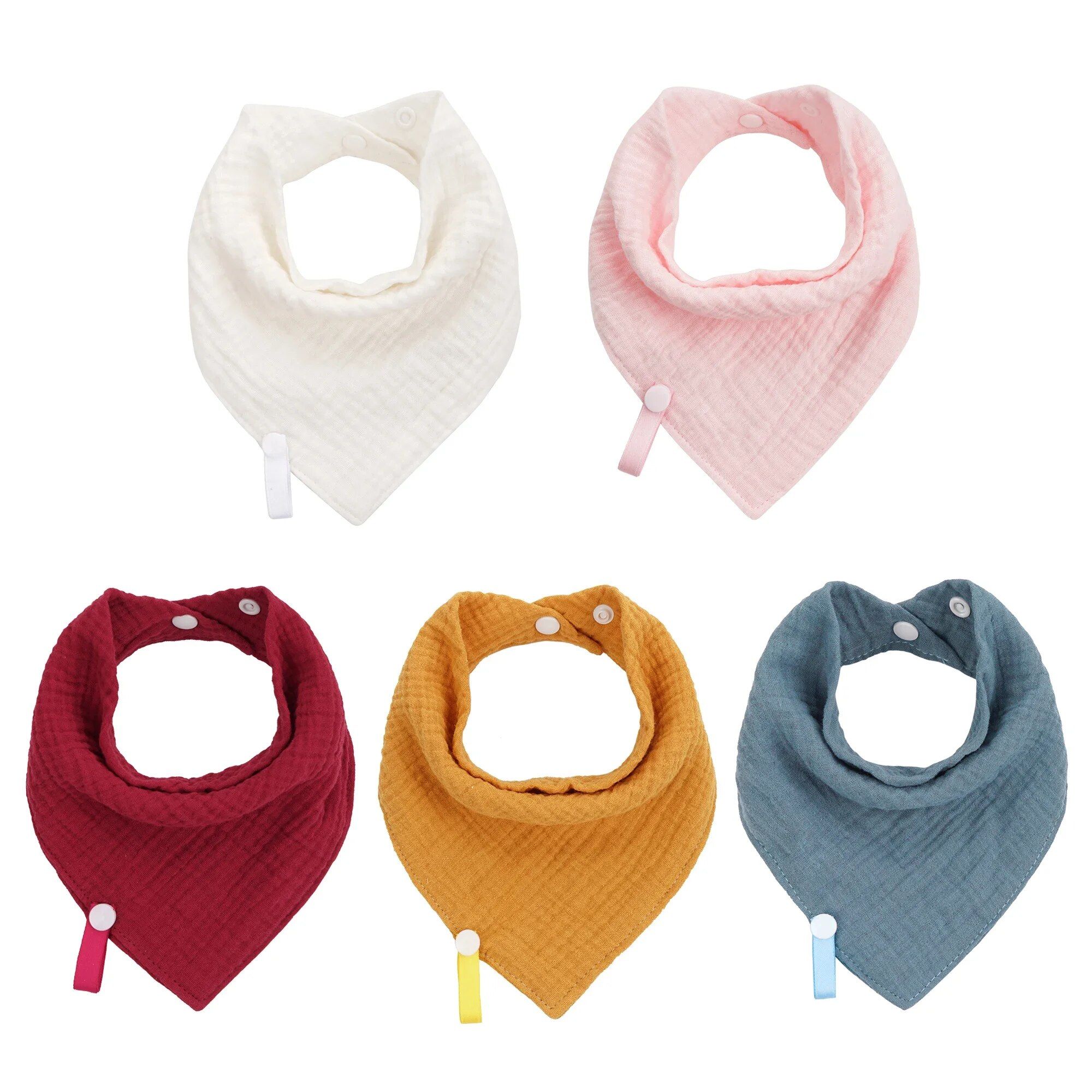 5-Piece 100% Cotton Baby Bibs Set - Unisex, Soft, and Absorbent Triangle Bandana Drool Bibs - Image 2