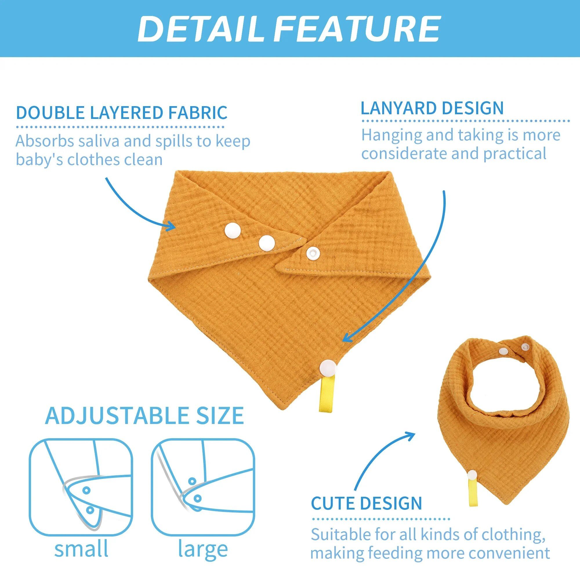 5-Piece 100% Cotton Baby Bibs Set - Unisex, Soft, and Absorbent Triangle Bandana Drool Bibs - Image 5