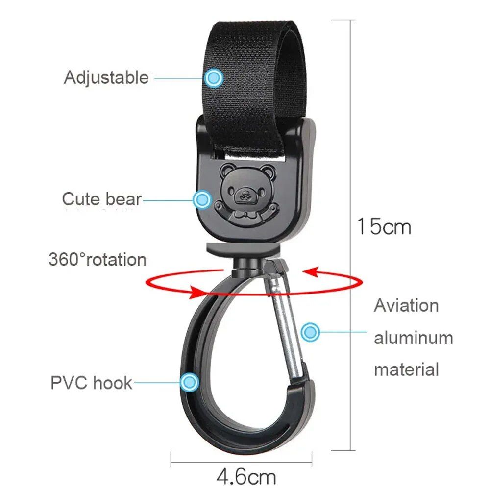 360° Rotating Universal Stroller Hooks (2-Pack) - Durable, Easy Install Pram Accessory - Image 6