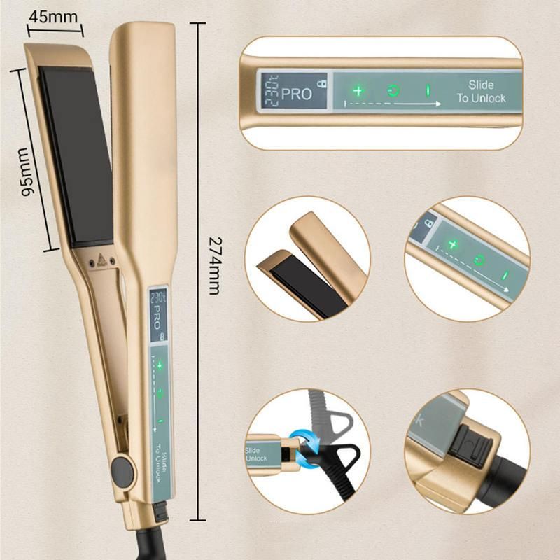 Gold Titanium Professional Flat Iron with Touch Screen & Wide Plates - Image 5