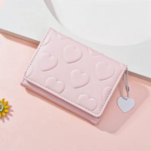 Chic Love-Imprinted PU Leather Wallet with Multi-Card Slots & Secure Snap Closure