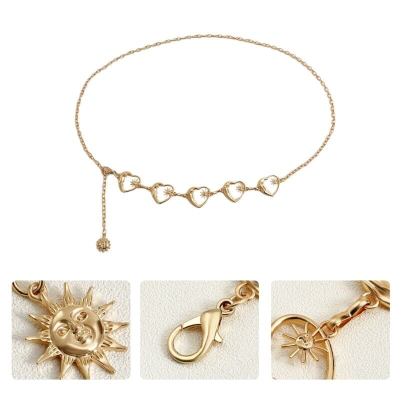 Luxury Goth Punk Heart Moon & Sun Belt for Women - Image 7