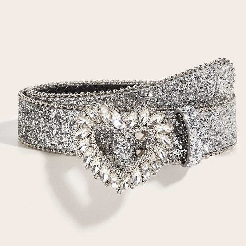 Luxury Punk Rhinestone Belt with Heart Buckle - Image 3