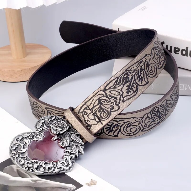 Y2K Punk Red Ruby Heart Buckle Belt - Image 4