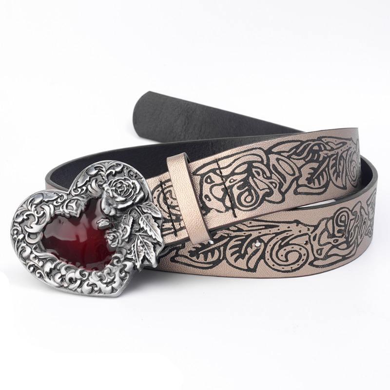 Y2K Punk Red Ruby Heart Buckle Belt - Image 3