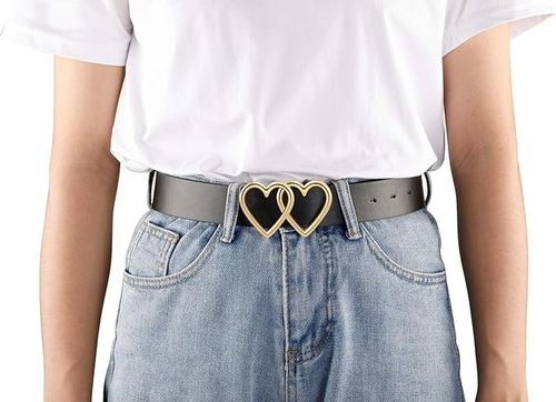 Chic Love Heart Double-ring Buckle Belt for Women