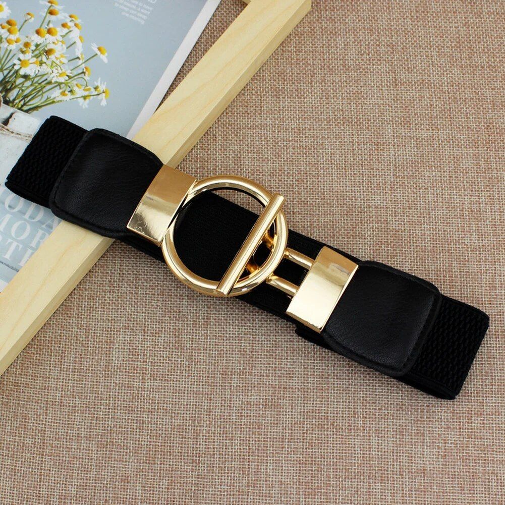 Elegant Elastic Fashion Belt for Women with Round Metal Buckle - Image 7