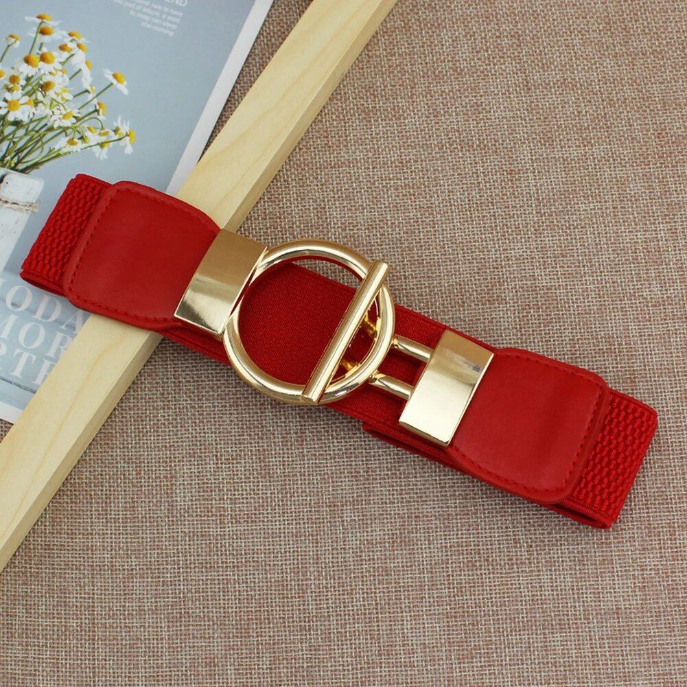 Elegant Elastic Fashion Belt for Women with Round Metal Buckle - Image 5