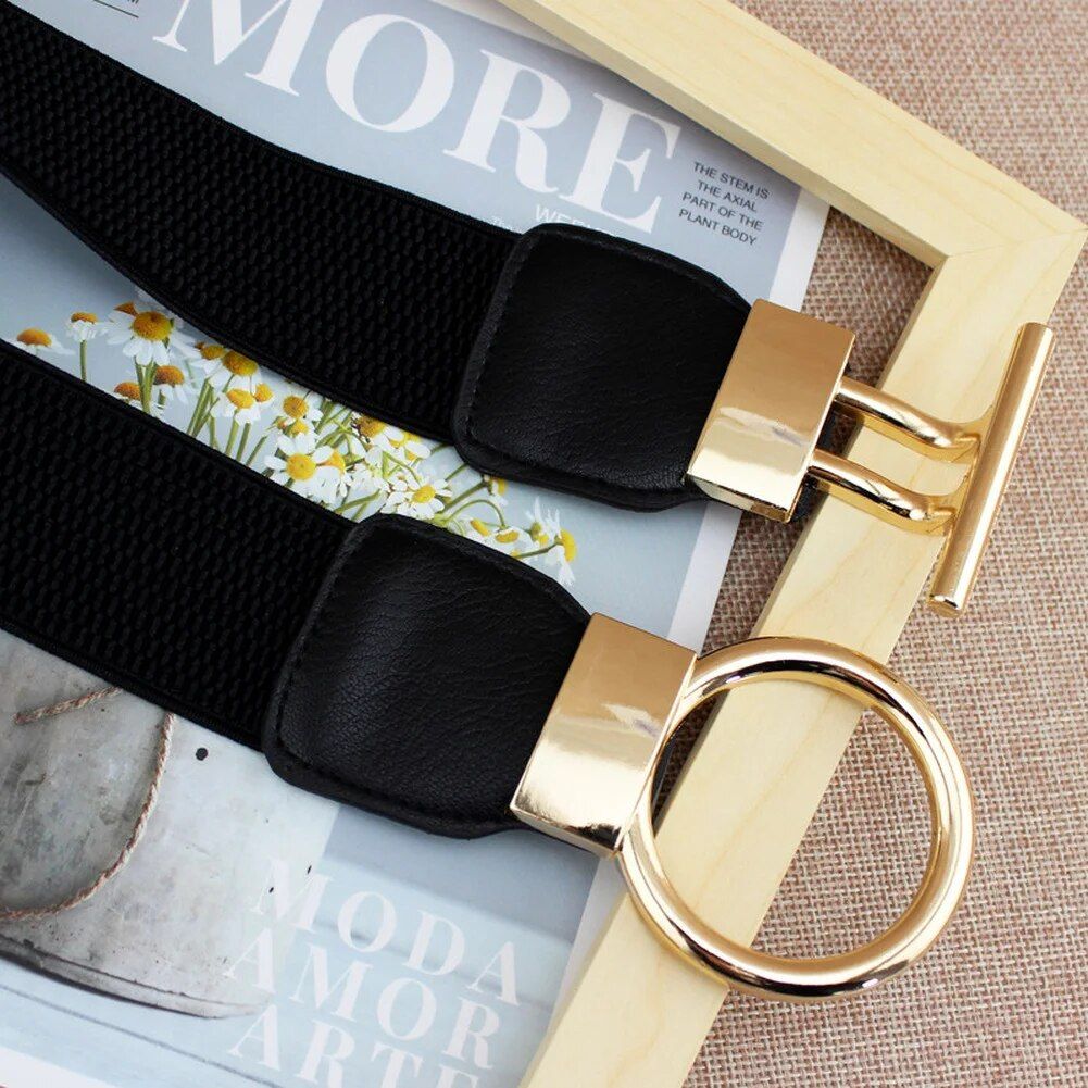 Elegant Elastic Fashion Belt for Women with Round Metal Buckle - Image 6