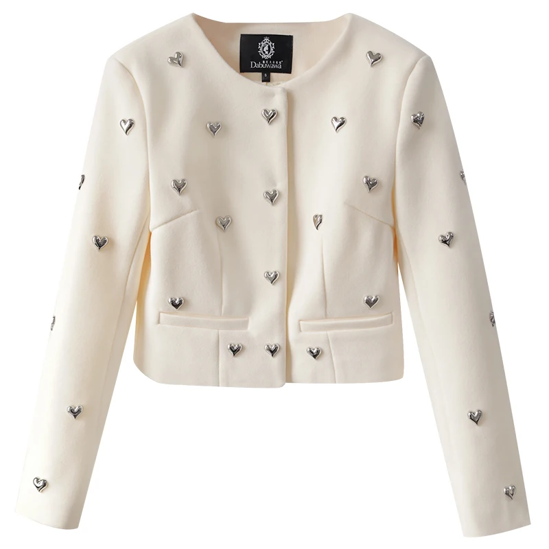 Rivet Heart Short Coat for Women - Image 3