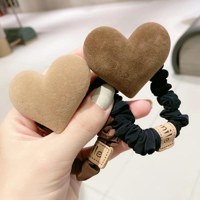 Cute Heart Pendant Elastic Hair Ties for Women - Image 4