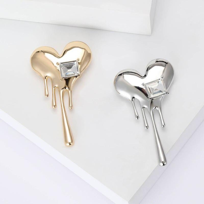Valentine's Day Rhinestone Heart Brooch Pin for Lovers - Image 2