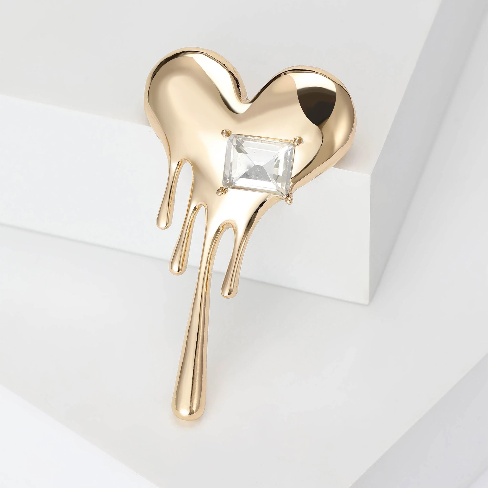 Valentine's Day Rhinestone Heart Brooch Pin for Lovers - Image 3