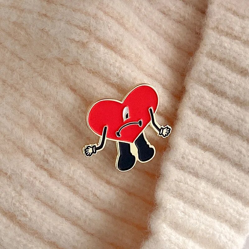 Heart-Shaped Cartoon Enamel Brooch - Image 3