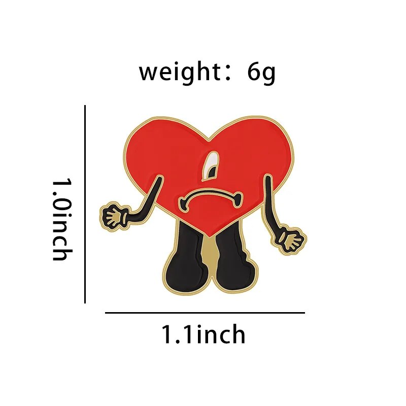 Heart-Shaped Cartoon Enamel Brooch - Image 5
