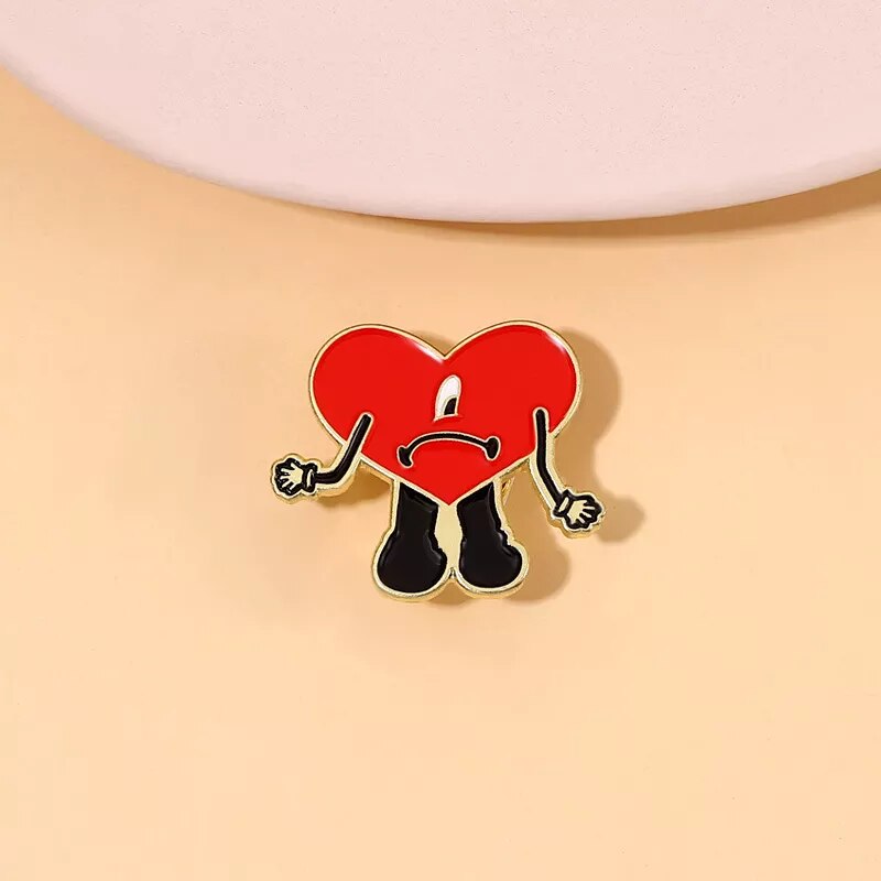 Heart-Shaped Cartoon Enamel Brooch - Image 2