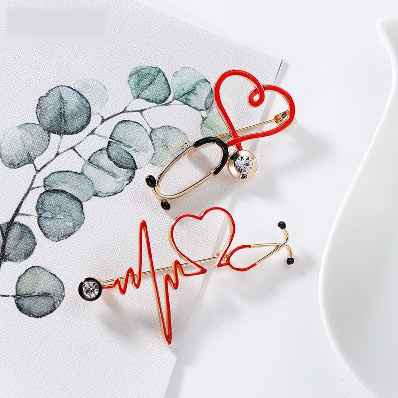 Stethoscope & ECG Heart Medical Brooch Pin - Image 2