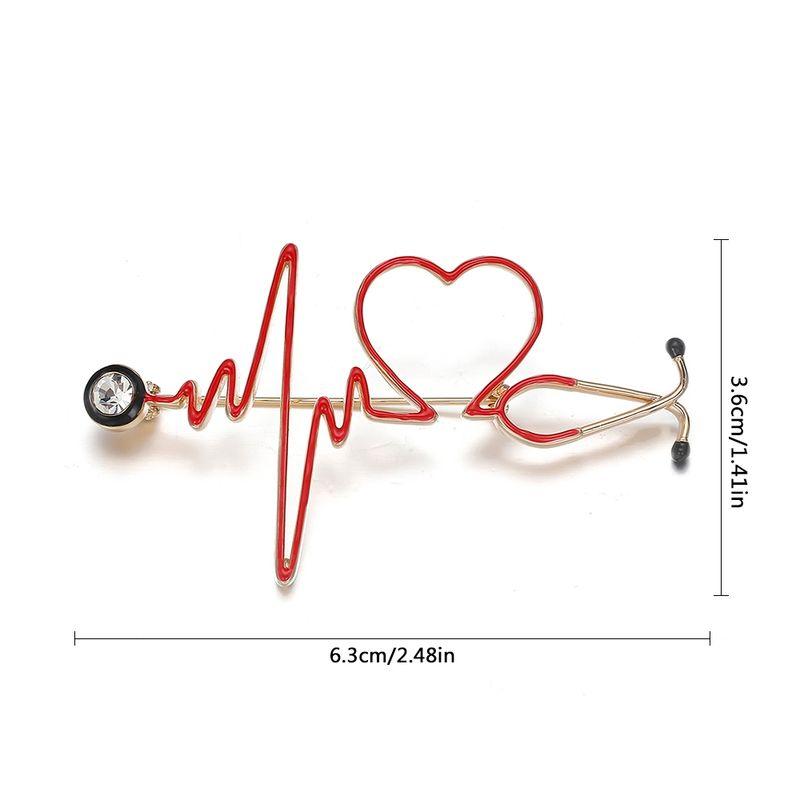 Stethoscope & ECG Heart Medical Brooch Pin - Image 4
