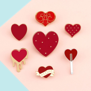 Chic Red Heart Enamel Brooch Pin