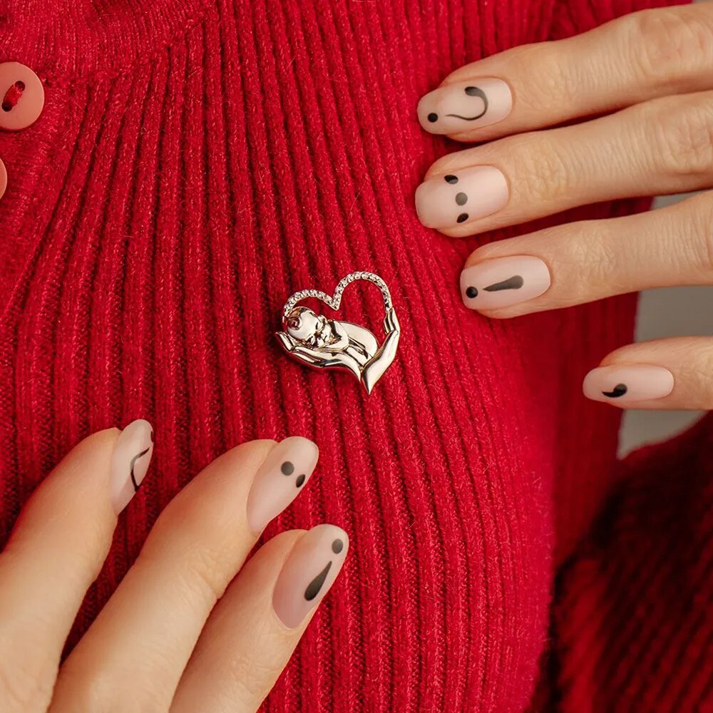 Silver-Plated Crystal Inlaid Obstetrics Brooch Pin - Image 2