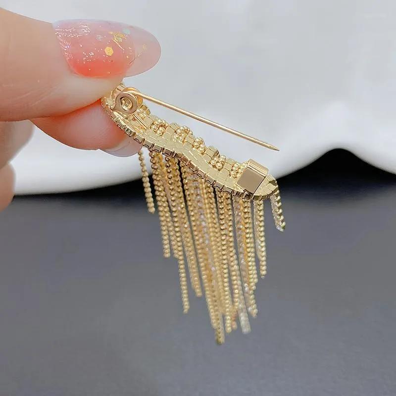 Heart Tassel Rhinestone Brooch Pin - Image 5