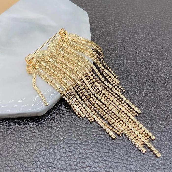 Heart Tassel Rhinestone Brooch Pin - Image 4