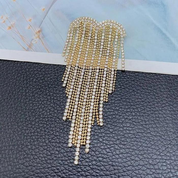 Heart Tassel Rhinestone Brooch Pin