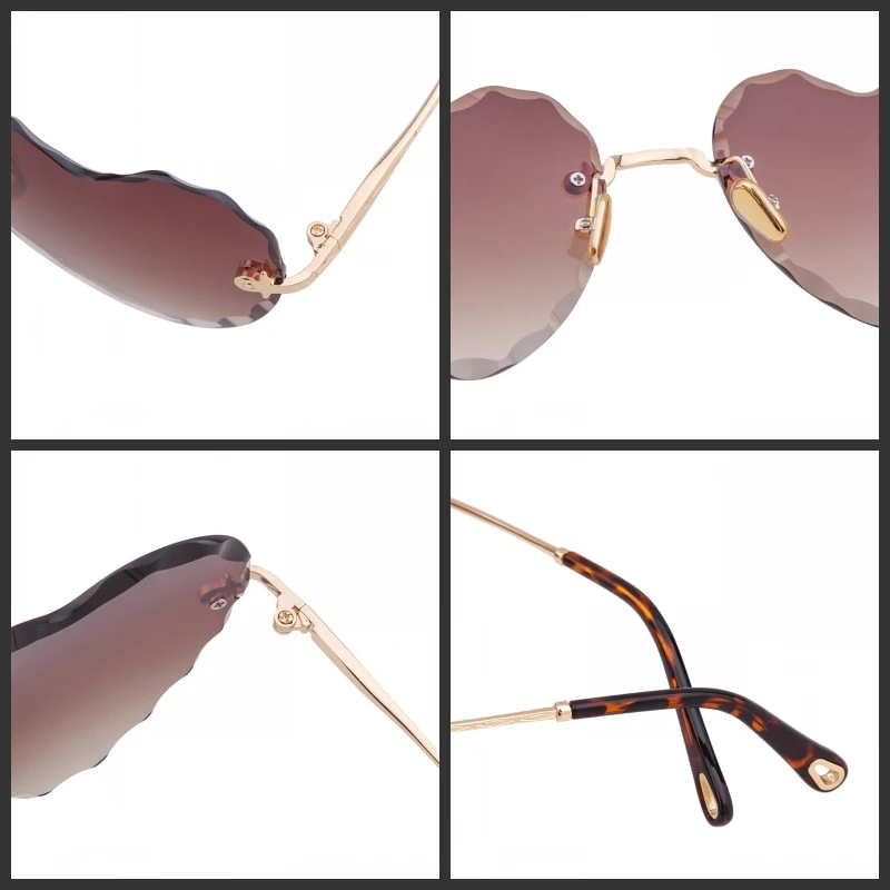 Colorful Rimless Heart-Shaped Sunglasses for Women - Image 6