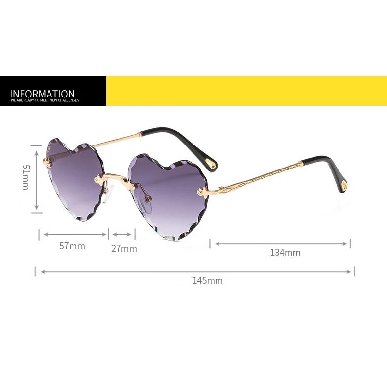 Colorful Rimless Heart-Shaped Sunglasses for Women - Image 7