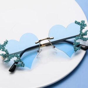 Luxury Heart-Shaped Rhinestone Sunglasses for Women