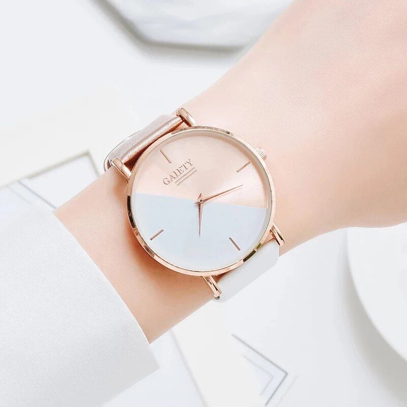 Luxury Rose Gold Leather Women's Fashion Watch - Image 3