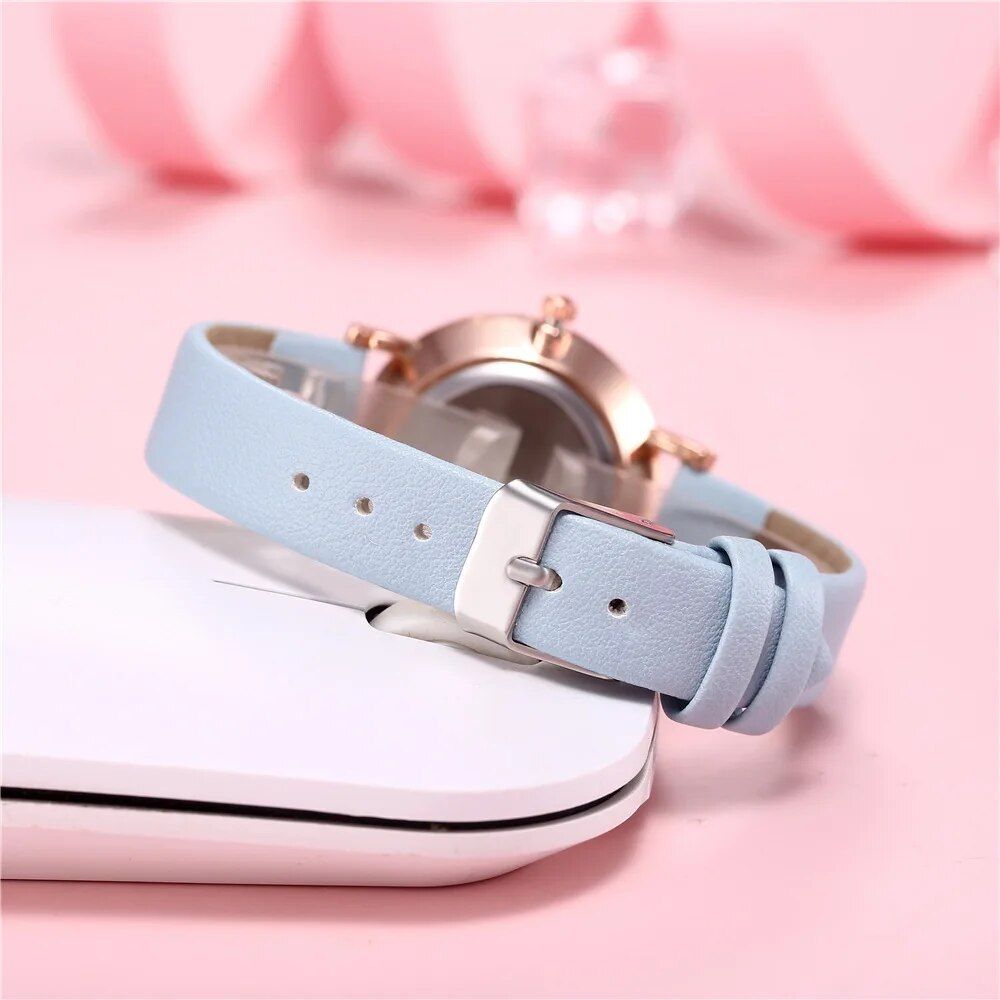 Elegant Quartz Ladies Watch with Leather Strap - Image 3