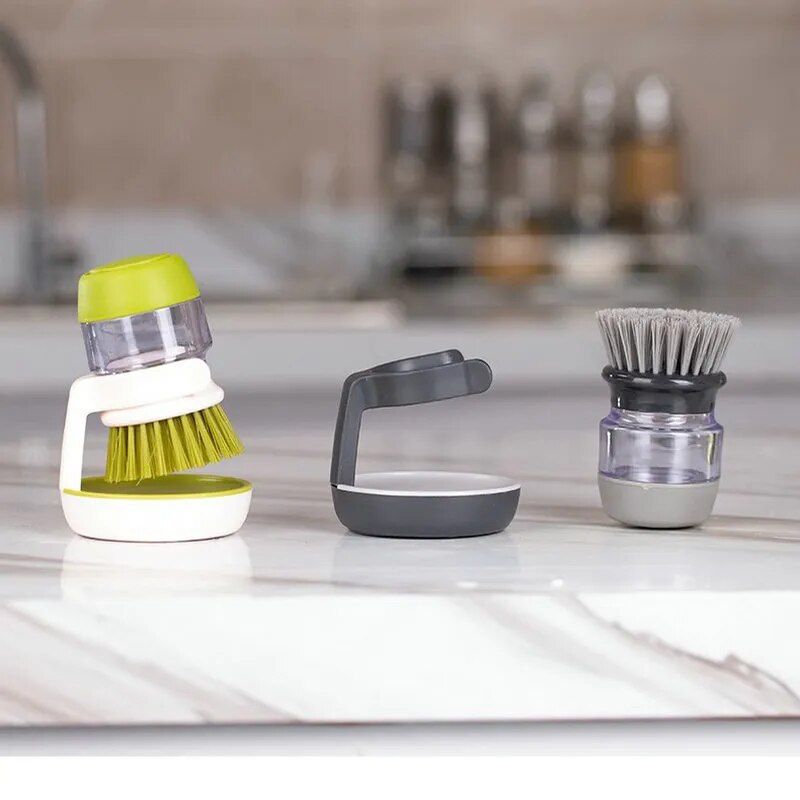 Eco-Friendly Kitchen Scrub Brush with Soap Dispenser and Holder - Image 5