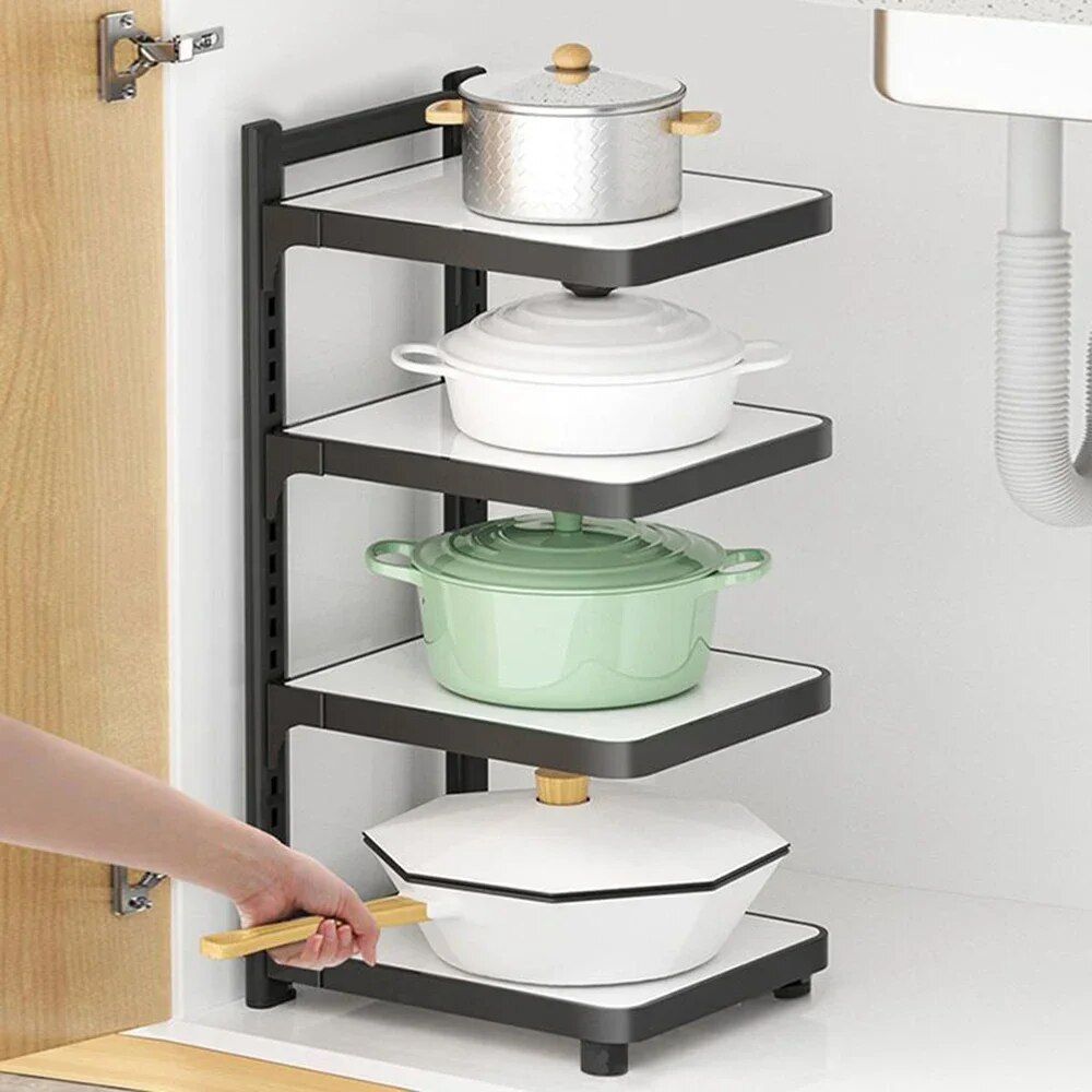 Adjustable Multi-Layer Kitchen Storage Rack - Space-Saving Under Sink Organizer - Image 5