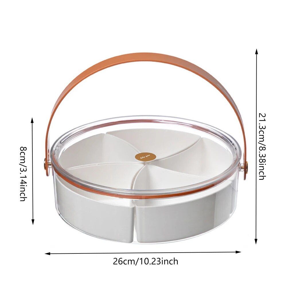 Round Clear Divided Serving Tray with Lid & Handle - Image 7